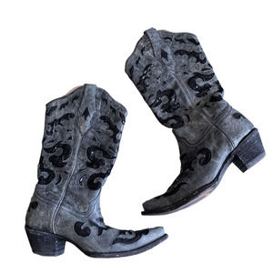 Corral Sequin Inlay Western Cowgirl Boots Snip Toe size 9.5